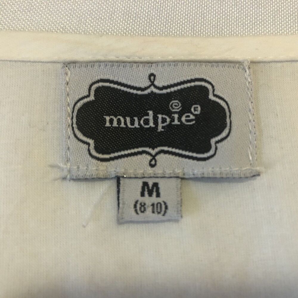 Mud Pie Tunic Women M (8-10) White Embellished 100% Cotton Coverup Top Boho - Picture 5 of 12